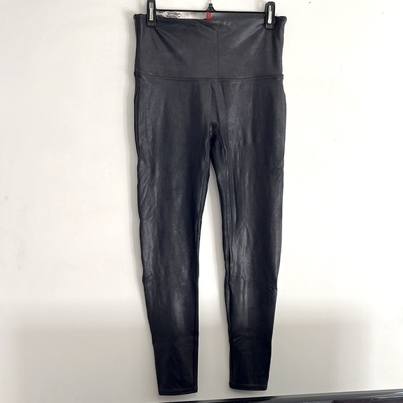 SPANX Black Faux Leather Leggings, Size XL - Picture 6 of 10